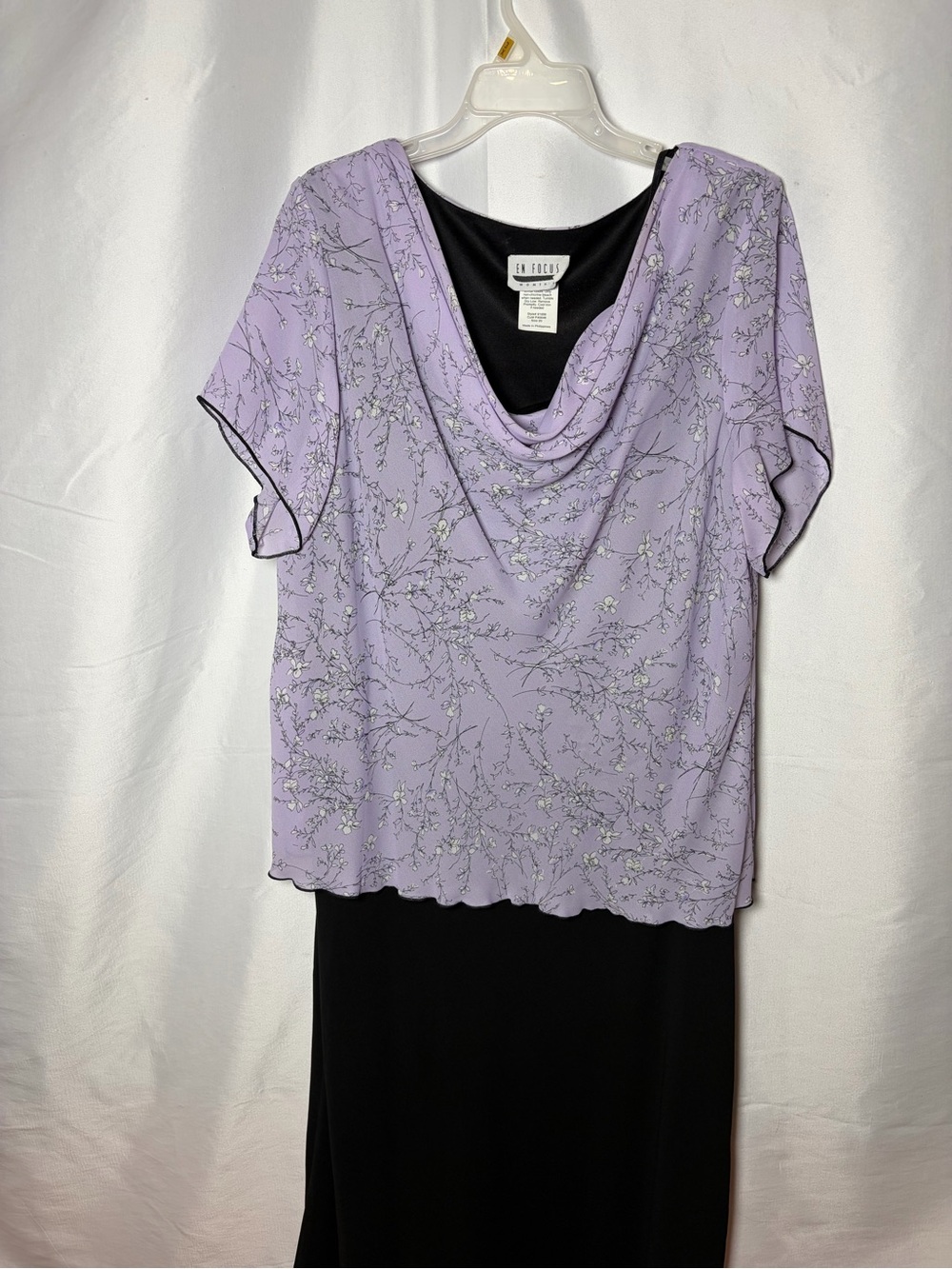 Enfocus Studio Lavender Floral Drape Neck Blouse